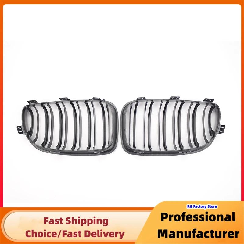 For BMW E81 E87 E82 E88 128i 130i 135i 2008-2013 Front Bumper Kidney Grille Double Line Racing Grill Glossy Black Grill Hood