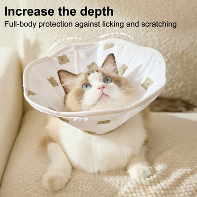 Yousheng Pet Cone Collar Waterproof Cat Recovery Collar Cute Bear Print Soft Recovery Cone Prevents Biting Licking for Dogs Cats