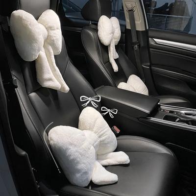 New Bowknot Car Headrest Pillow Lovely Auto Seat Head Support Neck Protector Cushion Plush Automobiles Lumbar Rest Car Kits