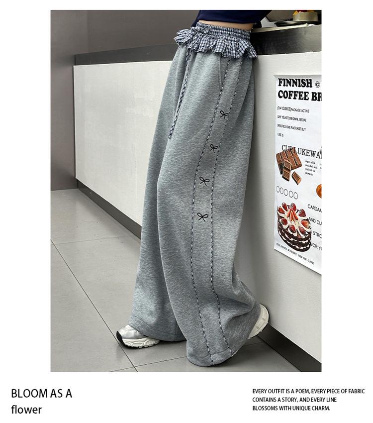 Girls' Fleece-Lined Wide-Leg Pants: Fashionable Autumn/Winter Children's Wear