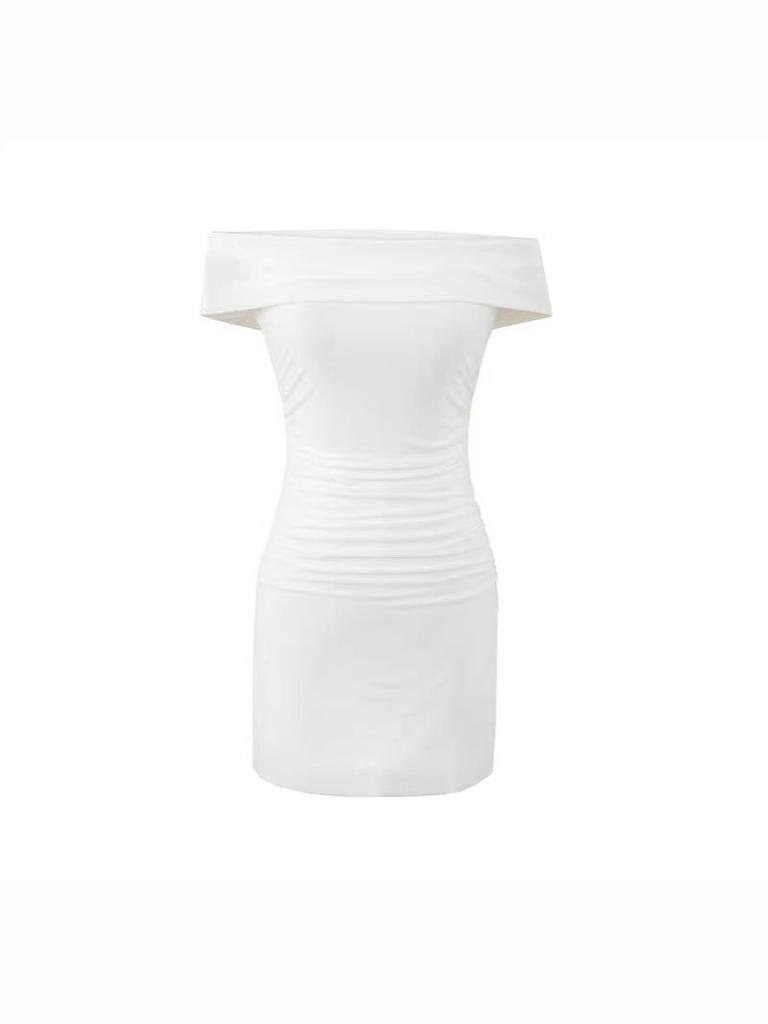 Pure Desire Women's One-Shoulder Hip-Hugging Pleated Slimming Mesh Dress
