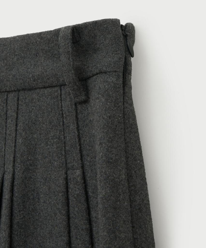 Seteo (W) Wool Blend Pleated Mini Skirt Charcoal