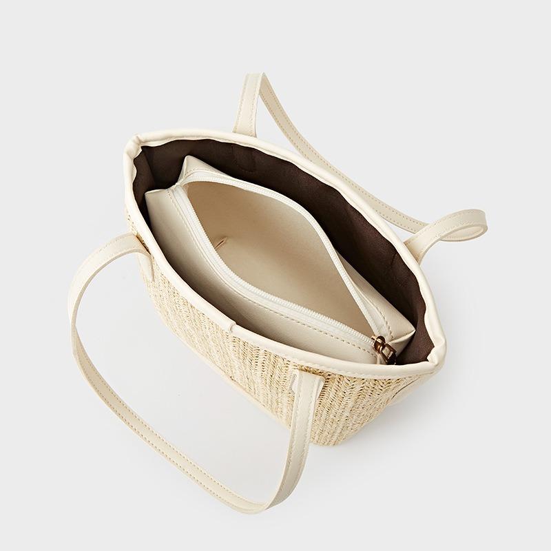 Women's handbag summer new fashion shoulder bag straw child and mother bag casual tote bag women's bag bucket bag