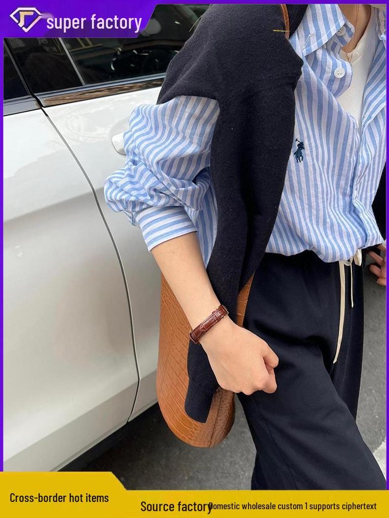 Ralph Lauren Women's Striped Long Sleeve Polo Shirt with Embroidered Horse Logo, Pure Cotton, Sun Protection