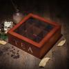 Changbaosen Wooden 9-Compartment Tea & Coffee Display Box