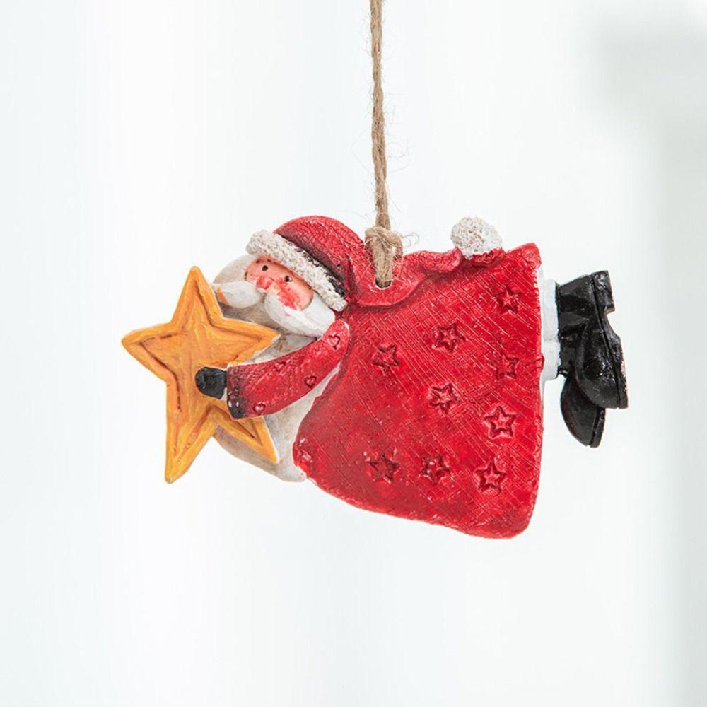 2pcs Hand-painted Santa Claus Ornament Creative Christmas Figurine Pendant  Gift