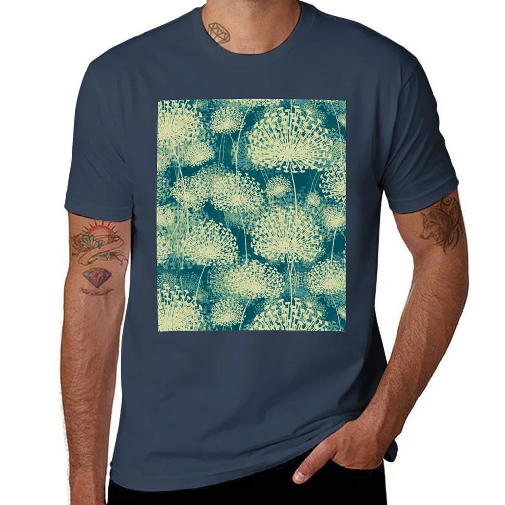 Dandelions Vintage Blue Tshirt All Match Print Short Sleeve Top Tshirt
