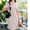 FILA Original Solid Color Casual Comfortable Versatile Polo Collar Short Sleeve Dress Women dresses Cloud-White F51W529316F-WT