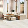 vidaXL 13-Piece Garden Sofa Set with Beige Cushions Rattan Acacia, vidaXL Garden Dining Set 3365306