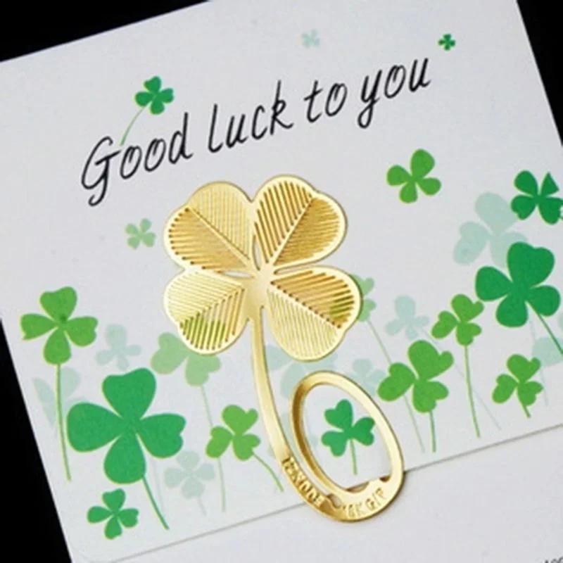 

Aesthetic Metal Book Page Clip Metal Bookmark Accessories Student Reading Mark Stationery Four-leaf New Clover Graduation Gift