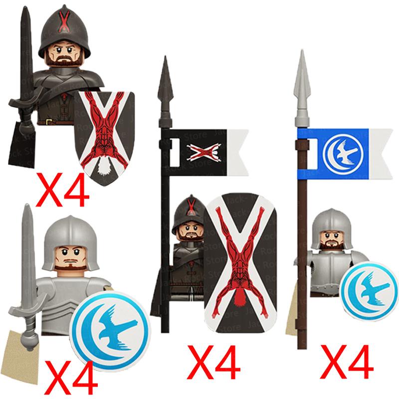 Military Building Blocks Solider Figures Gifts Toys Movie Science Fiction Series Medieval Knight Legion Weapons Shield Flag MOC