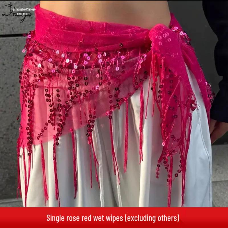 Trendig Paljetttofs Höftscarf - Mångsidigt Midjeaccessoar för Jazz- & Streetdans