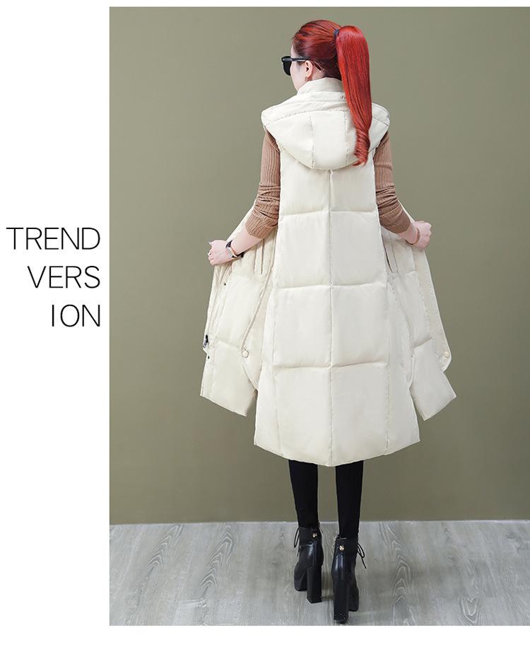Autumn Winter Women's Solid Color Hooded Vest Loose Thickening Warm Women's Sleeveless Jacket