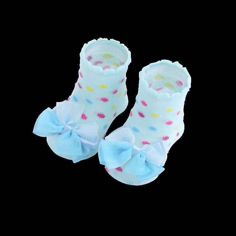 Cartoon Stripe Mesh Bow Baby Socks - Cute European & American Style