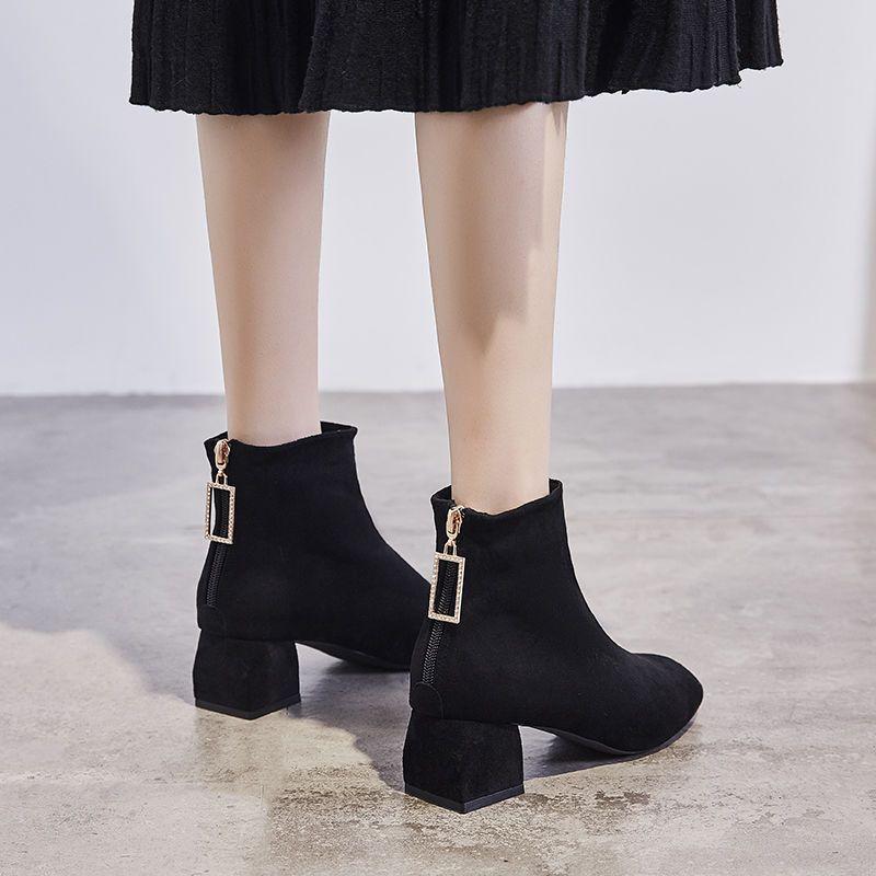 Fashion Ankle Boots for Women Zip Chunky Heel Soft Plus Big Size Booties Sale On Promotion Goth Large Warm Autumn Hot Woman Short Shoes