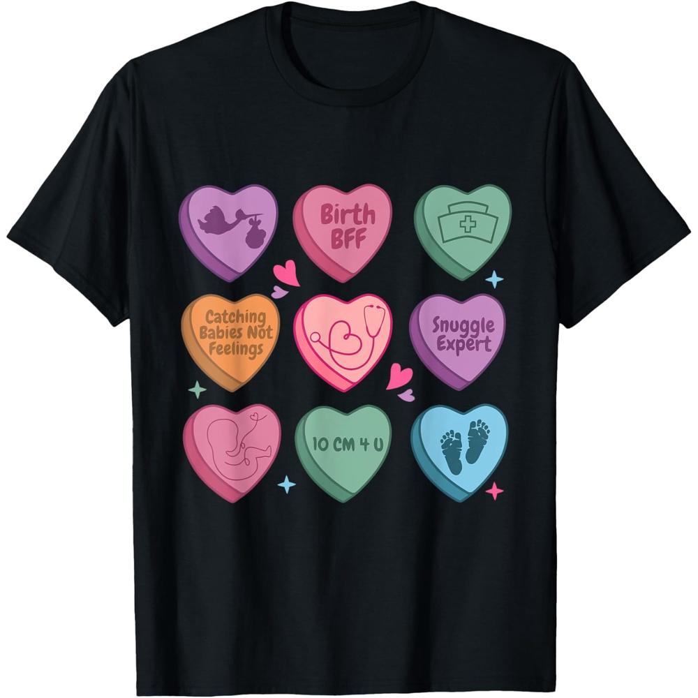 Labor And Delivery Nurse Hearts Candy Valentine s Day Women Cotton Men T Shirt 4XL чёрный