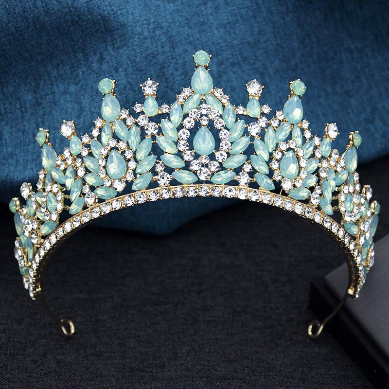 Wykwintne Czarne Kryształowe Tiary i Korony Ślubne dla Królowej Panny Młodej Nakrycie Głowy Bal Maturalny Ślubna Korona Biżuteria do Włosów Akcesoria