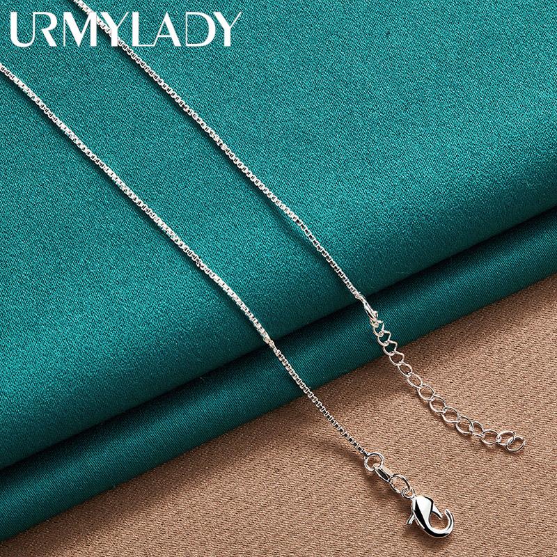 URMYLADY 925 Sterling Silver Heart Snake Chain Charm Necklace For Women Jewelry