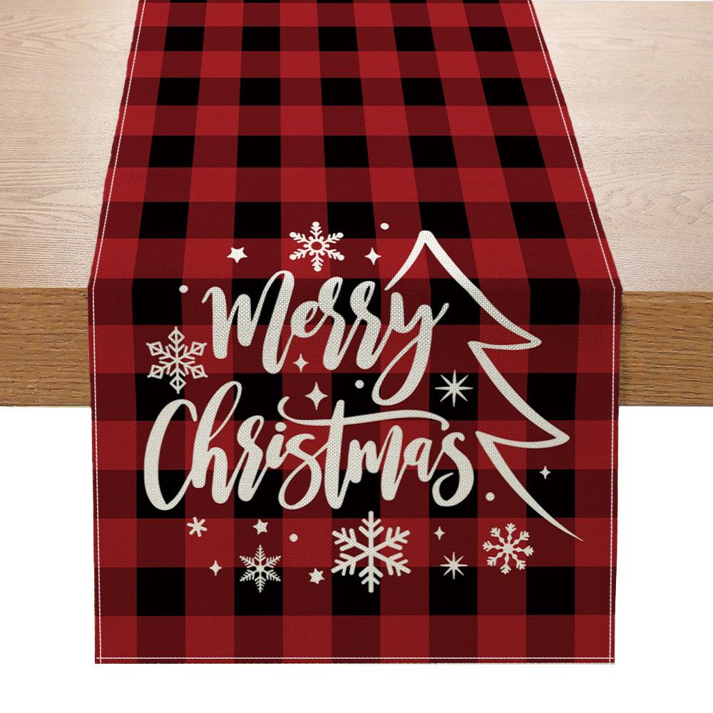 Amazon Weihnachts-Tischläufer Leinen Druck Festlich Küchentisch Tischdecke Wohnzimmer Tischdecke