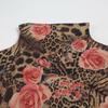 Women's Vintage Floral Print High Neck Sleeveless Spice Girls Street Clashing Colour Niche Pleated Waist Slimming Tank Top