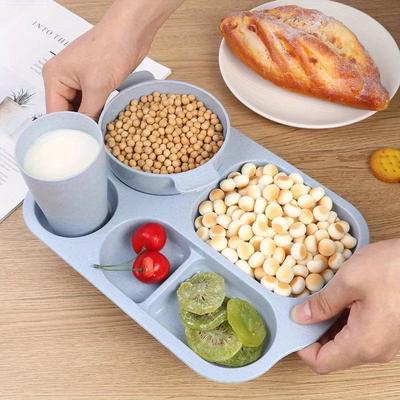 6pcs/set Creative and Environmentally Friendly Wheat Straw Tableware Set, Six Piece Set, Divided Dining Plate