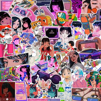 50Pcs City Cool Cartoon Girl Stickers Waterproof Pvc Laptop Suitcase Refrigerator Skateboard Decoration Stickers