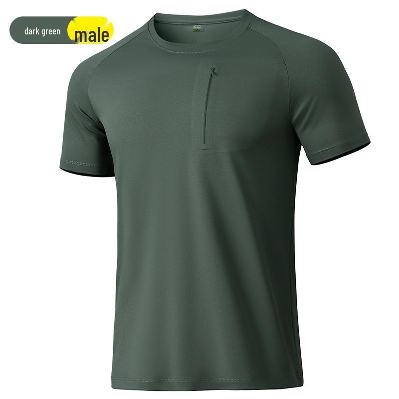 

Мужская и женская быстросохнущая дышащая спортивная футболка - с коротким рукавом, влагоотводящая, повседневный топ для бега, круглый вырез, большой размер, ледяной шелк XL