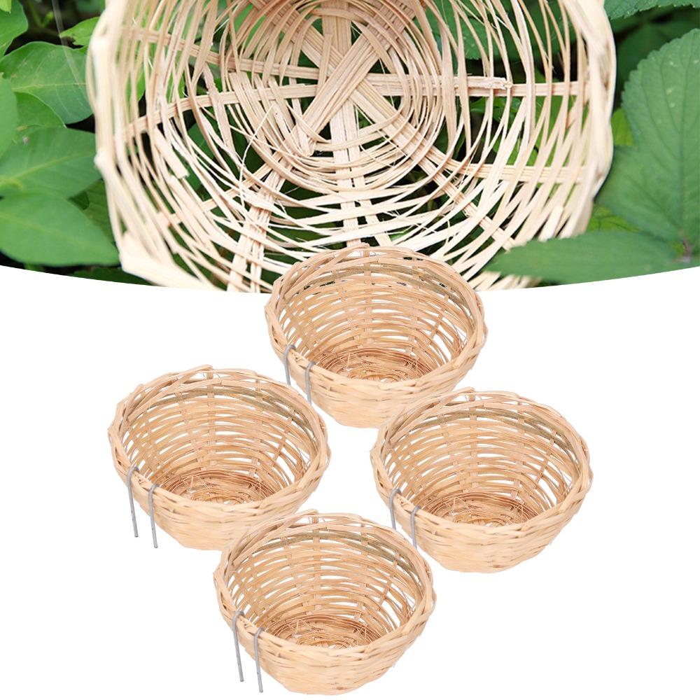 4Pcs Hook Design Bamboo Bird Nest Hand Woven Weaving Bird House Bird Nest With Hook  Cockatiels