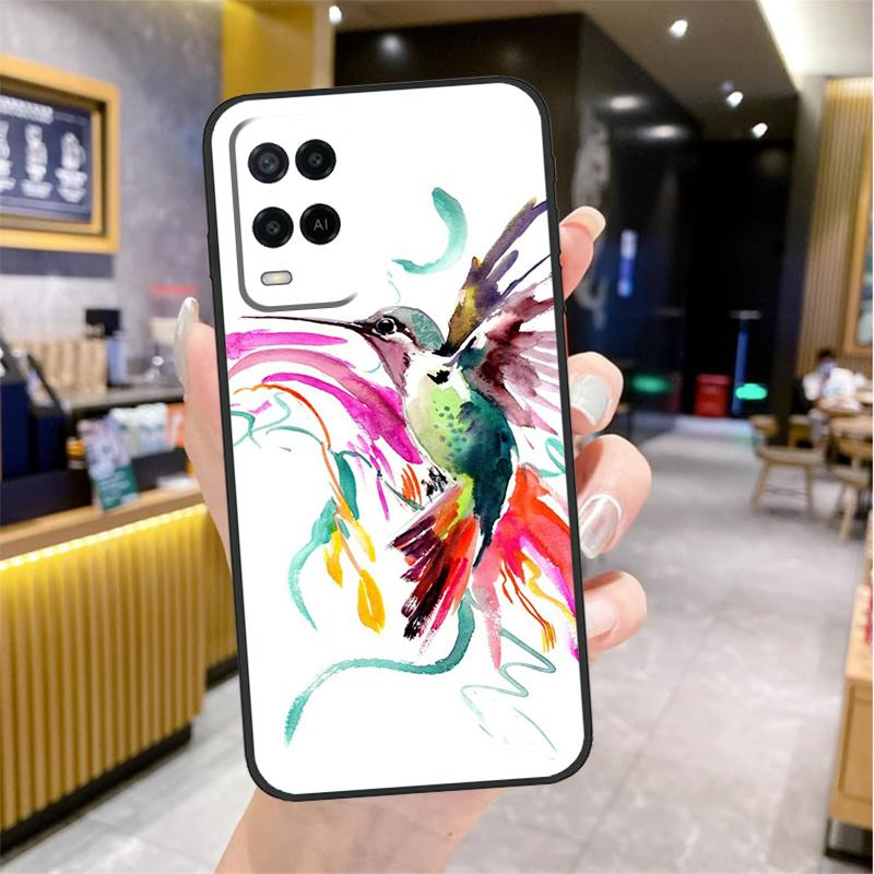 Kolibri och Blommor Fodral För Oppo A98 A18 A38 A58 A78 A60 A80 A40 A96 A76 A16 A94 A74 A54 A15 A17 A57 A77 A5 Pro