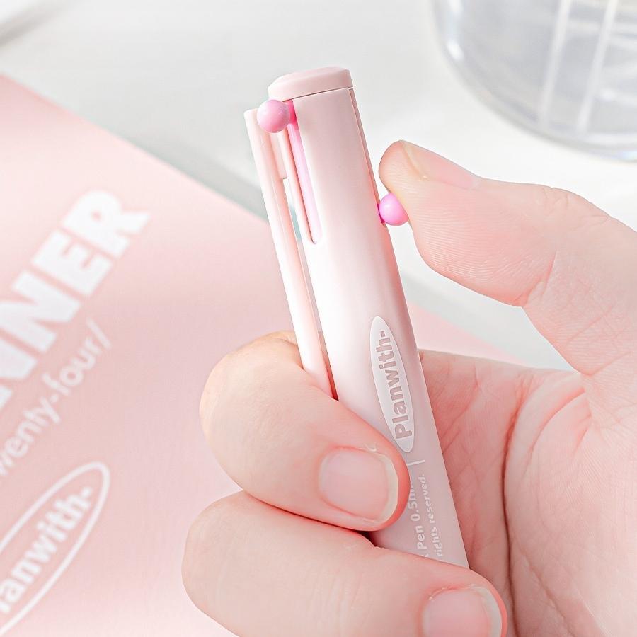 1pcs Triangular Multi-color Pen, Planwith Sign Series 3 Colors 0.5mm Point Gel Pen Multifunctional Liner Marker School