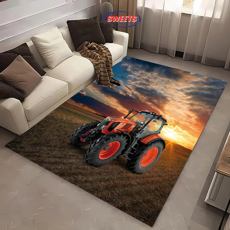 Large Machinery Tractor Series Pattern Large Carpet for Home Living Room Kids Bedroom,Sofa Doormat Floor Rug Anti-slip Decor Mat
