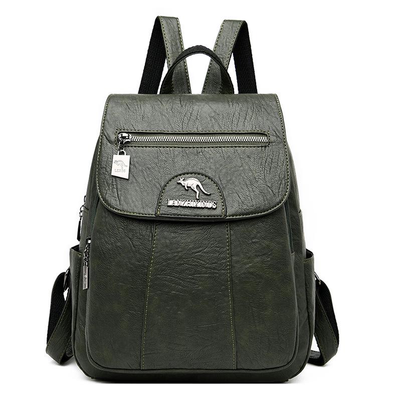 Women's 2023 Soft Lambskin Backpack – Versatile Double Shoulder Bag with Large Capacity, Stylish for College Students and Casual Use.