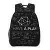 Don't Worry I Have A Plan Dice Student Backpack School Bag Hiking Travel Daypack for Men Women Fashion Bookbag Shoulder Bags