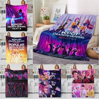 K-Pop Demon Hunters Blanket Hot Anime Flannel Blanket Home Leisure Camping Travel Multifunctional Blanket Must-Have Fan Gifts