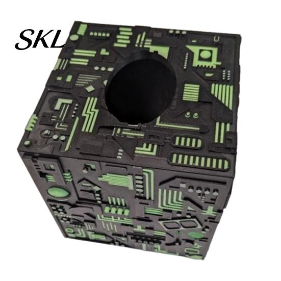 Purple Tissue Box Sci-fi Theme Box, with Smooth Paper Extraction, Large Capacity Cubic Design Matte Gray Holder Organizer, Hard Shell Durable Desktop
