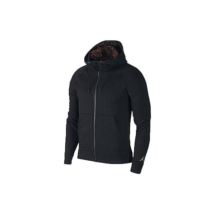 Chaqueta Casual con Capucha y Cremallera Air Jordan Año Nuevo Chino Fuegos Artificiales Hombre Ropa Exterior Negro AO1922-010