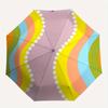 1pc Pastel Waves Automatic Open/close Folding Compact Umbrella, 8-Rib Sturdy Canopy, Lightweight Portable, Everyday Use, Gift,139