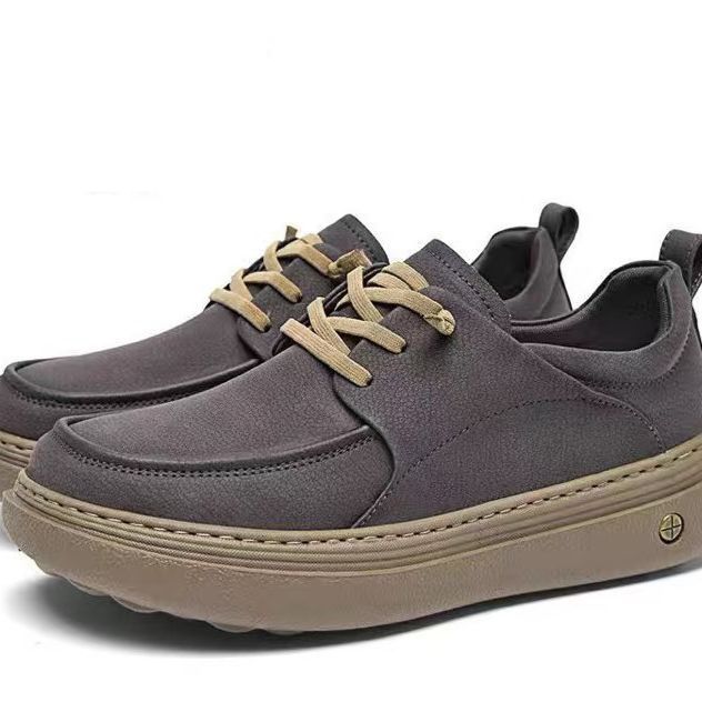 Herren Lederschuhe 2026 Frühjahrsmode Business Casual Schuhe Plateau Runde Spitze Bequem Outdoor Retro Herren Vulkanisierte Schuhe