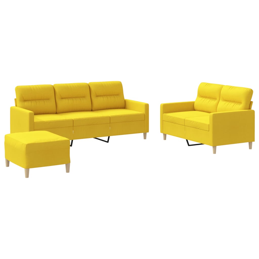 Vidaxl 3-Piece Lounge Set, Fabric Upholstered, Light Yellow
