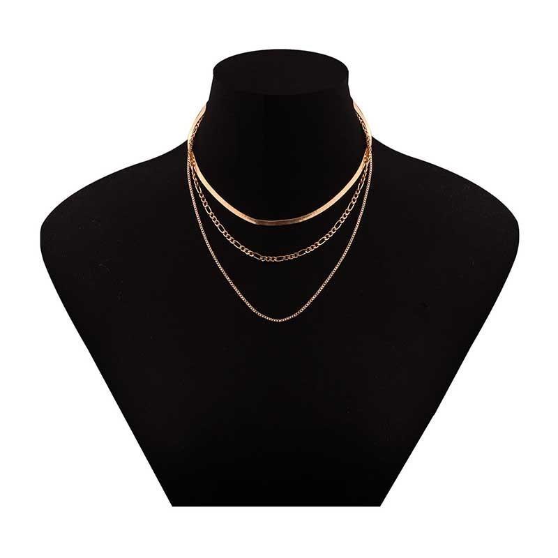 High Quantity Travel Souvenirs Alloy Gifts Gold/Silver Punk Short Necklace Multilayer Necklace Hip Hop Popular