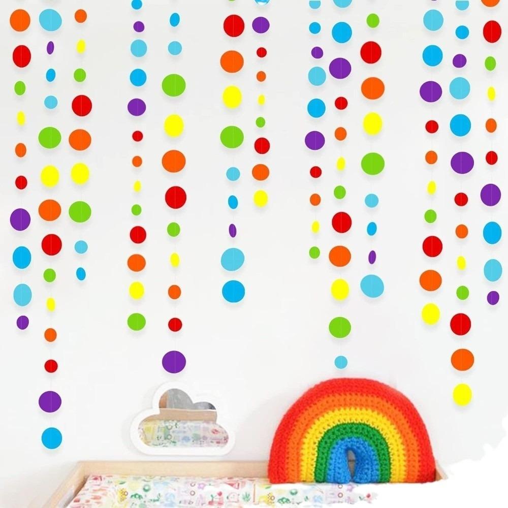 Colorful Circle Garland Banner Round Dots Colorful Dot Garland  Birthday Party Decorations