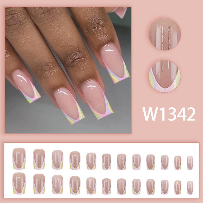 Elegant French Color Ballet Nail Tips: Stylish, Whitening, Wearable Fake Nails