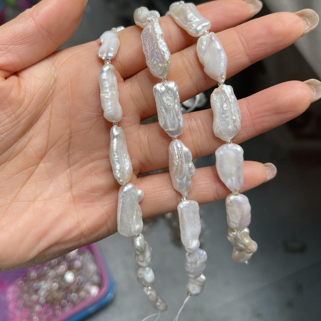 1String Fashion Irregular White Pipa Artificial Pearl Beads for Jewelry Making DIY Crafts, Women Luxury Birthday Party Romantic Love Wedding Gift 18cm