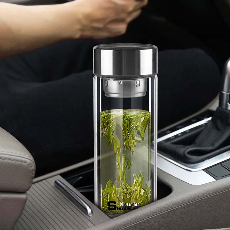 Shuang Han Double-Layer Glass Travel Mug with Tea Infuser