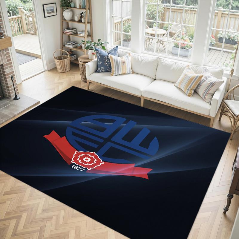 Bolton Wanderers FC Design Crystal Velvet Carpet Cozy Non?Slip Printed Rug For Bedroom Living Room Entrance