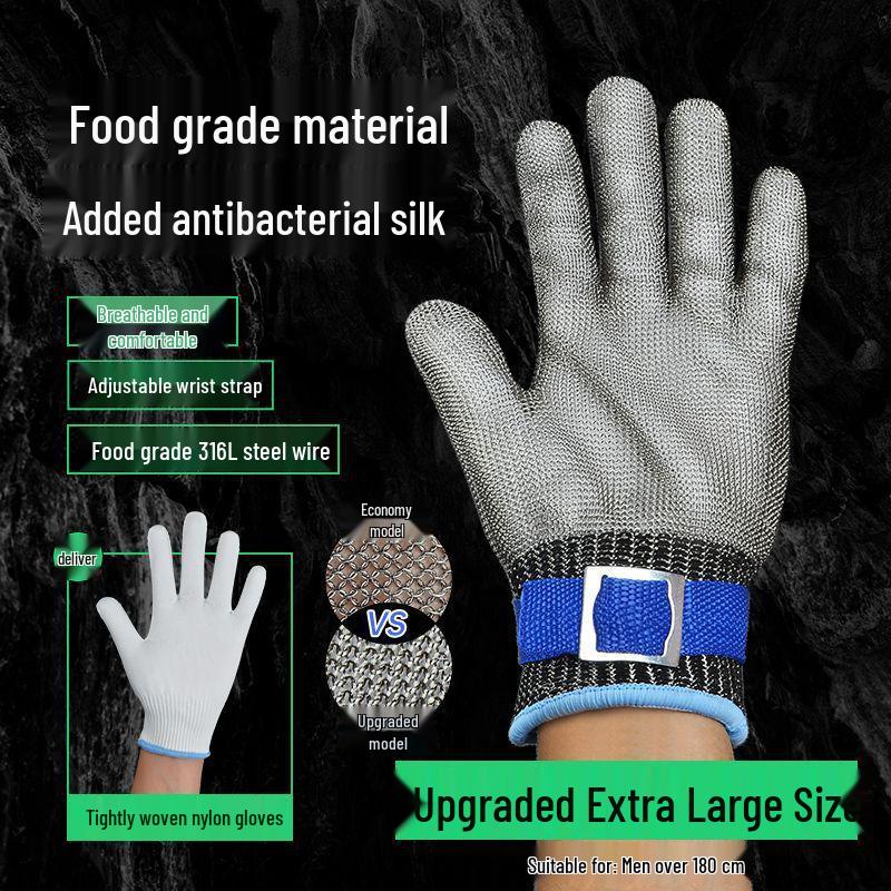

Кухонні рукавички з нержавіючої сталі 9 рівня захисту від порізів для чищення риби та нарізання овочів
