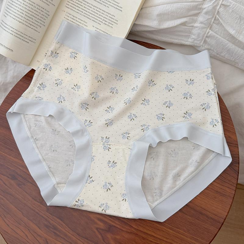 Ladies New Summer Sweet Floral Cotton Bacteriostatic Extended Crotchless Waist Triangle Briefs