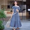 Summer Beautiful Suit Women's New Relaxed Ruffle Edge One-word Shoulder Top Skirt Two-piece Set