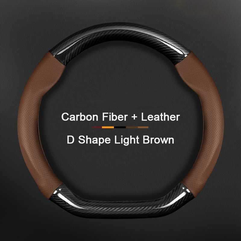 Fits For Tesla Model 3 Model X Model S Model Y Car Carbon Fiber Leather Steering Wheel Cover Car Interior Decorative Accessories