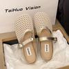 Flat-bottomed Mesh Breathable Mary Jane Cool Slippers Women's Shoes 2025 Summer New Retro Shoes